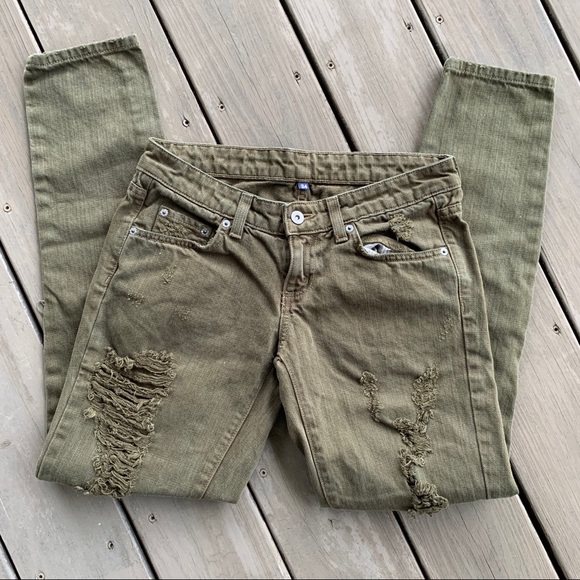 NWOT Carmar Distressed Army Green Jean - Picture 2 of 8